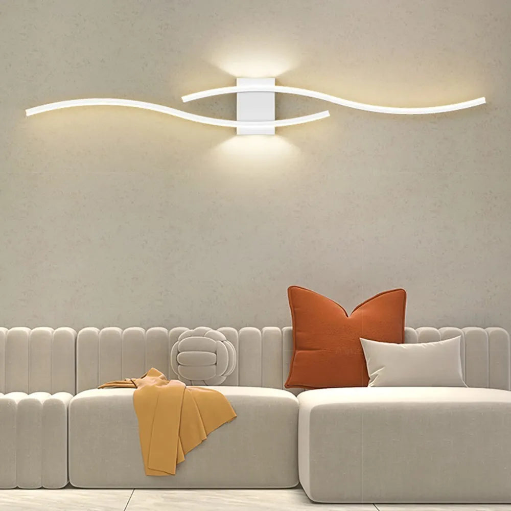 Applique murale Wave design ondulé avec diffuseur acrylique blanc et structure fer laqué - vue 16