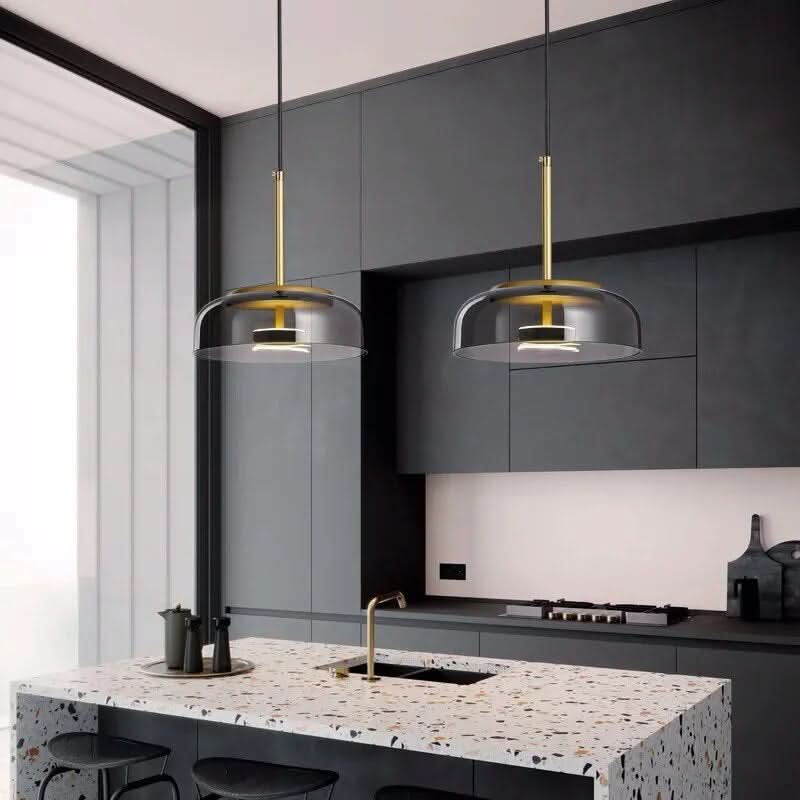 Moderne Hanglamp Glas en Gesmeed Aluminium – Luminosa