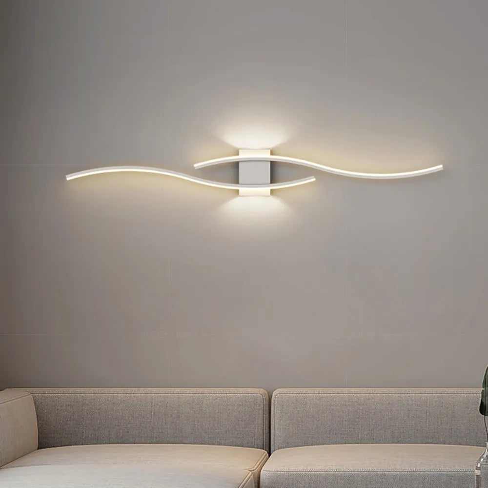 Applique murale Wave design ondulé avec diffuseur acrylique blanc et structure fer laqué - vue 20
