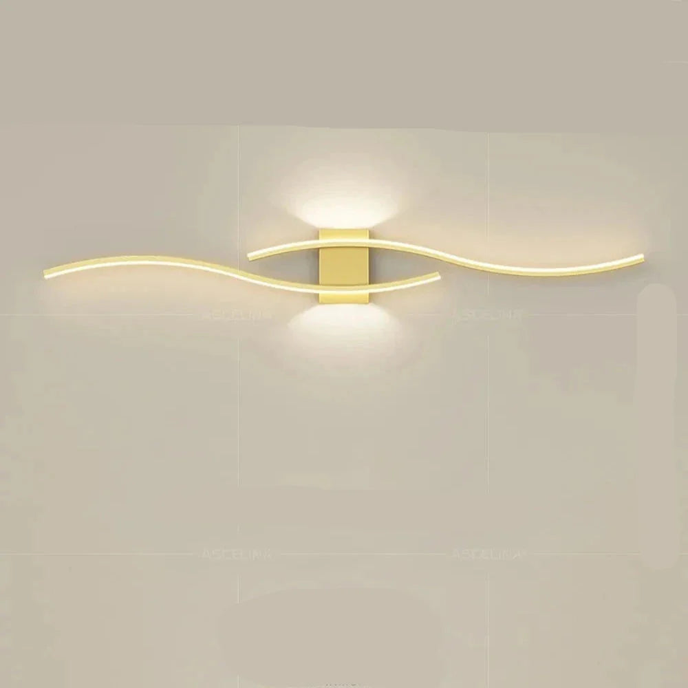 Applique murale Wave design ondulé avec diffuseur acrylique blanc et structure fer laqué - vue 15