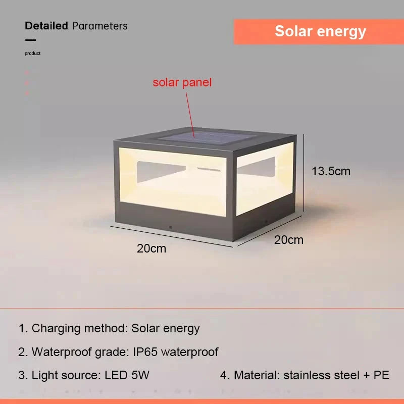 Lampe solaire extérieure en acier inoxydable – Solarique