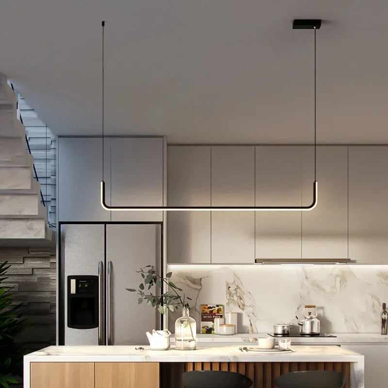 Moderne LED-hanglamp in zwart en goud voor woonkamer – Thalion