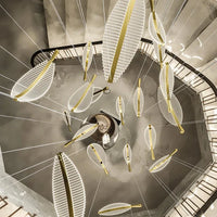 Lustre LED en Cristal à Feuilles pour Salon et Escalier – Caeluxia