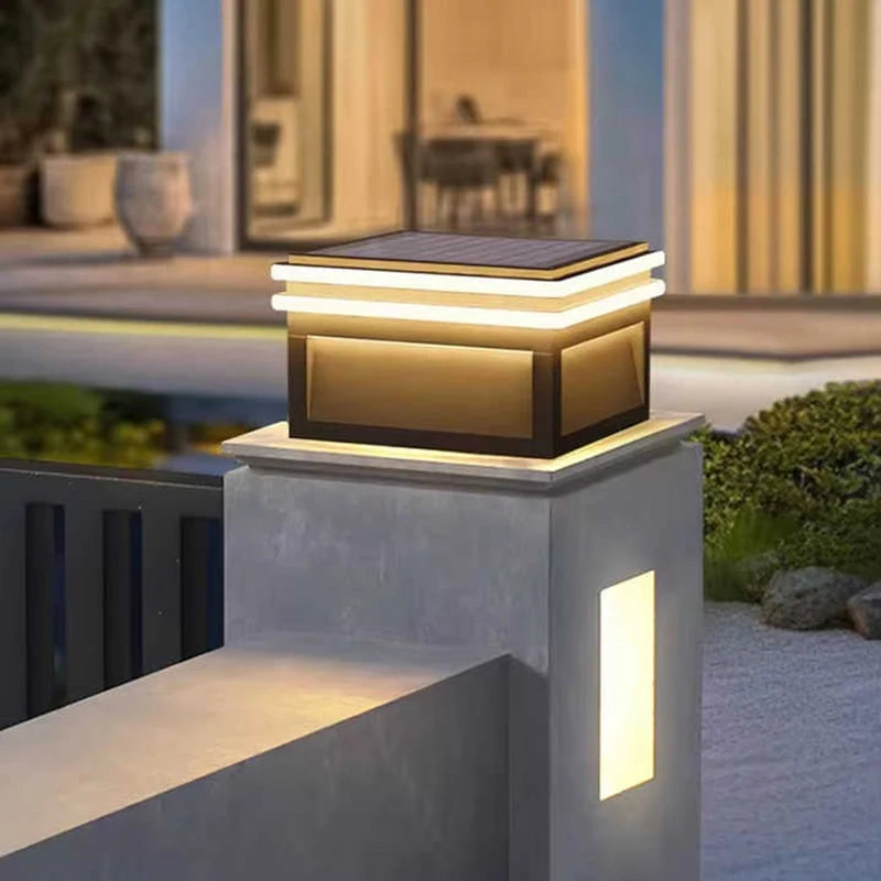 Vierkante zonne-buitenlamp in roestvrijstaal – Arionel