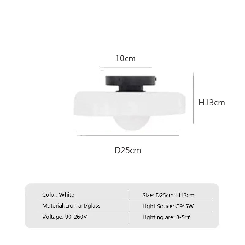 Plafonnier en verre blanc vintage pour entrée – Orbique