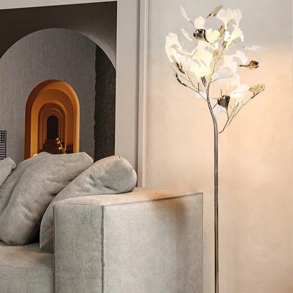 Metalen staande lamp in Ginkgo-stijl – Ginkova