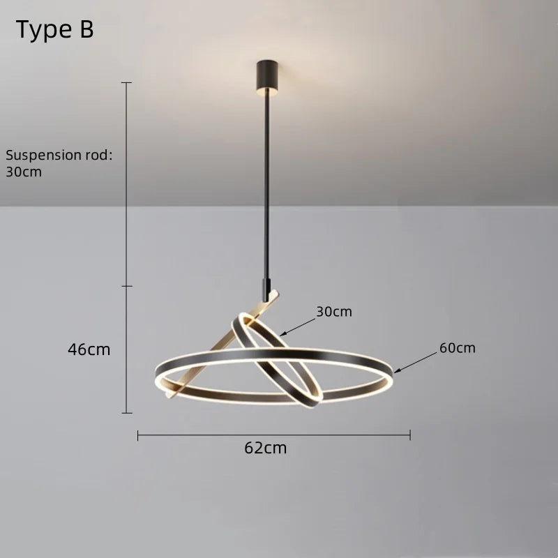 Plafonnier minimaliste double anneau en aluminium – Circadia