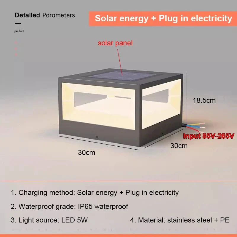 Lampe solaire extérieure en acier inoxydable – Solarique