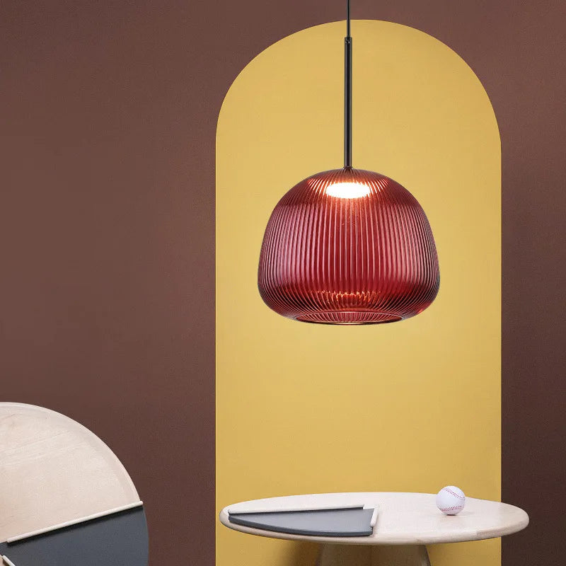 Hanglamp met gekleurde glaskap in middeleeuwse stijl voor woonkamer – Alumine