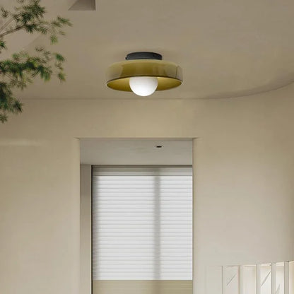 Vintage plafondlamp in wit glas voor entree – Orbique