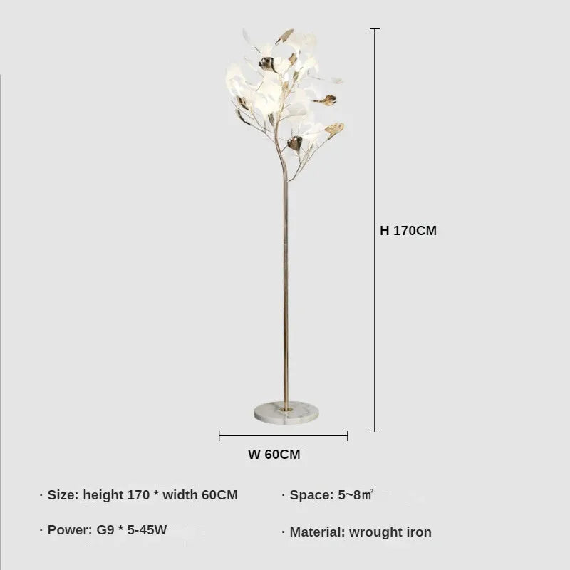 Lampe sur pied en métal style Ginkgo – Ginkova