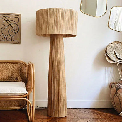 Vloerlamp in Japanse stijl met gevlochten rotting – Kansora