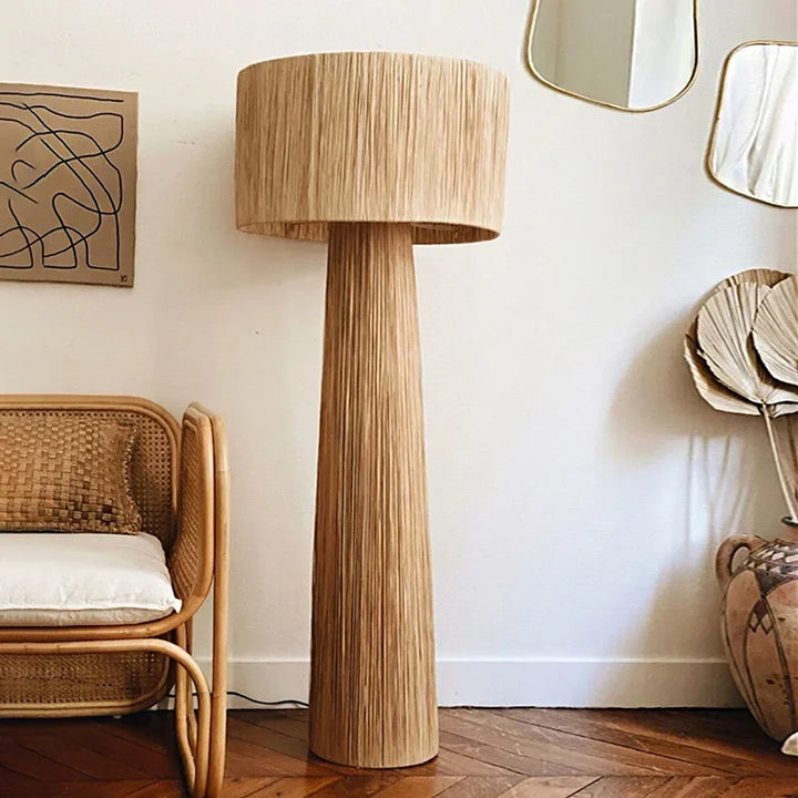 Lampe de sol en osier tressé style japonais – Kansora