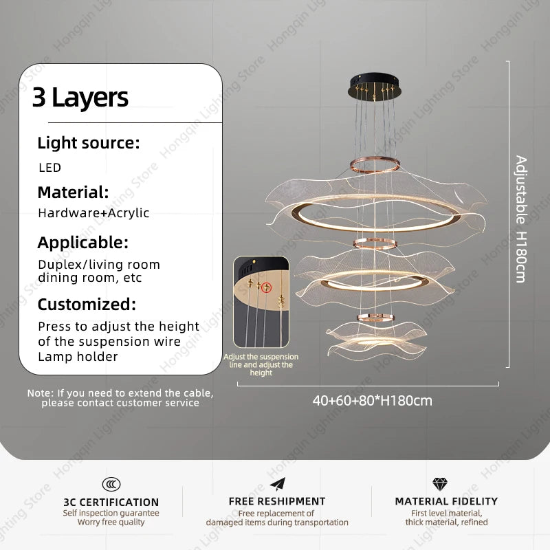 Suspension LED moderne en acrylique pour salon – Célinova