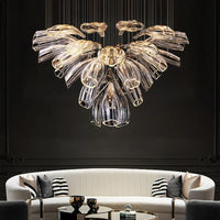 Lustre Cristal Moderne et Acier pour Salon – Mirellia