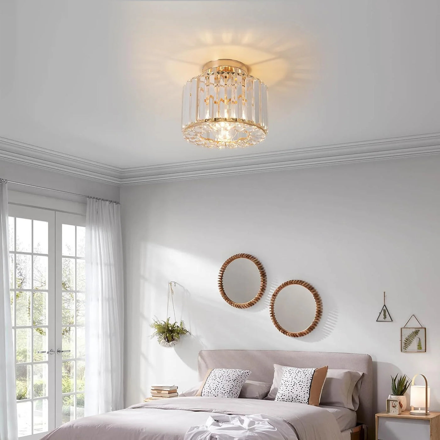 Plafonnier Cristal Doré Contemporain – Seraphine