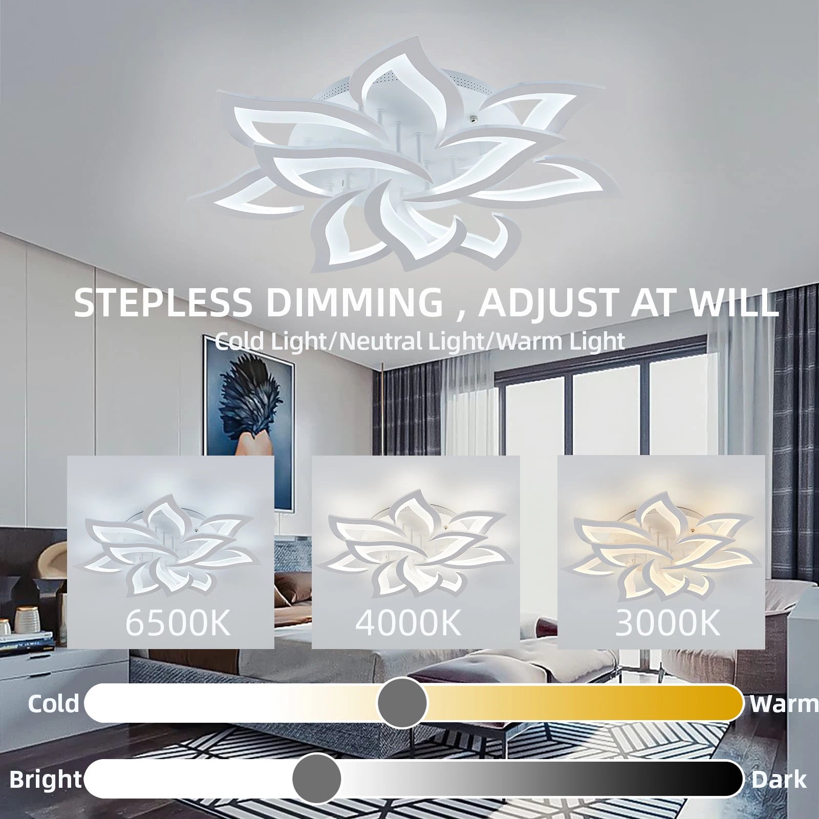 Moderne acryl plafondlamp met dimfunctie voor woonkamer/slaapkamer – Caeleste