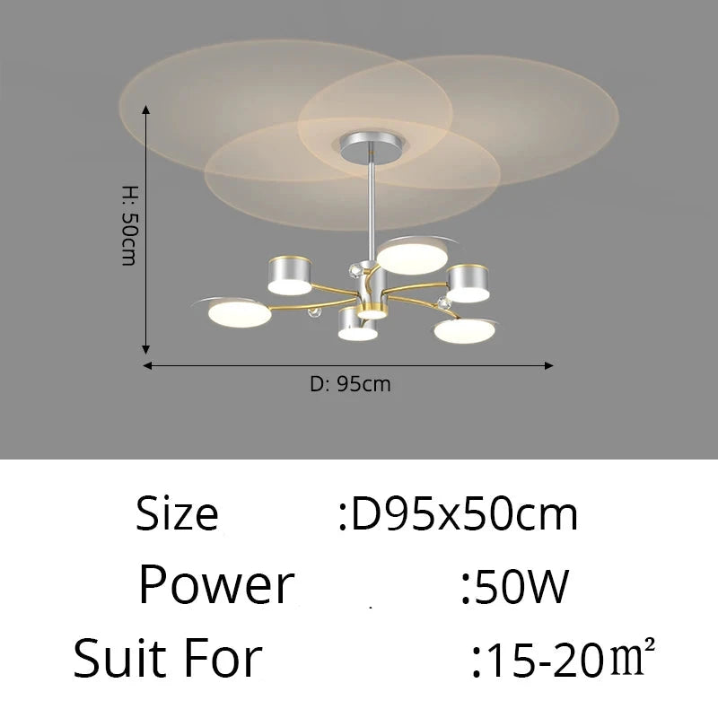 Moderne LED-kroonluchter in goud aluminium voor woonkamer – Alumoria