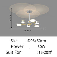 Lustre LED moderne en aluminium doré pour salon – Alumoria