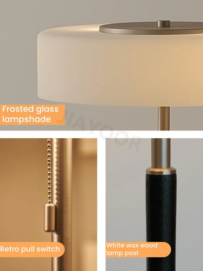 Moderne glas- en houten vloerlamp voor woonkamer – Armonille