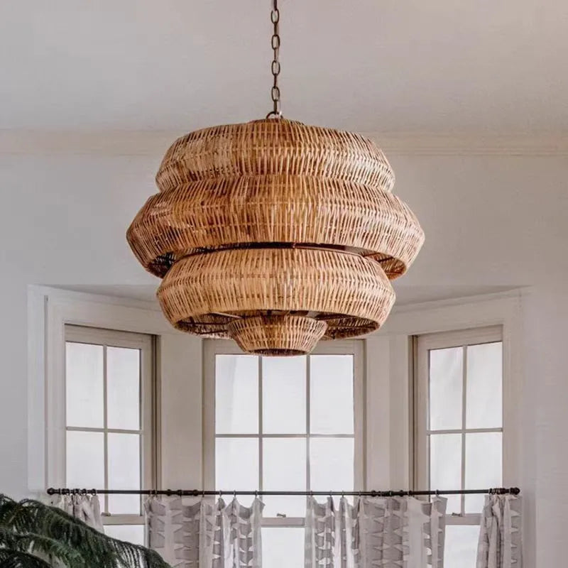 Hanglamp in Gevlochten Rotan Wabi-Sabi Stijl voor Eetkamer – Naiadis