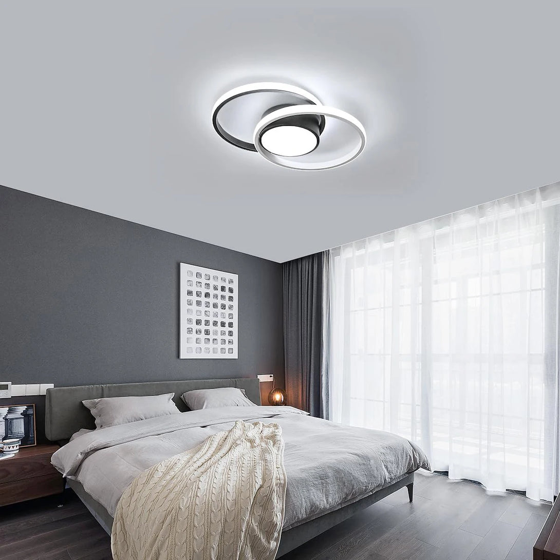 Plafonnier LED moderne en aluminium blanc 6500K pour chambre – Caelux