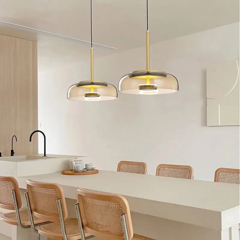 Moderne Hanglamp Glas en Gesmeed Aluminium – Luminosa