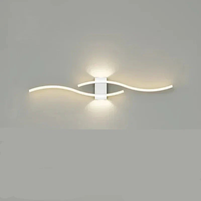 Applique murale Wave design ondulé avec diffuseur acrylique blanc et structure fer laqué - vue 9