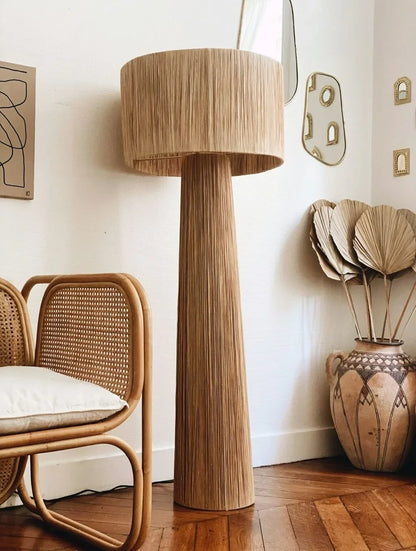 Vloerlamp in Japanse stijl met gevlochten rotting – Kansora