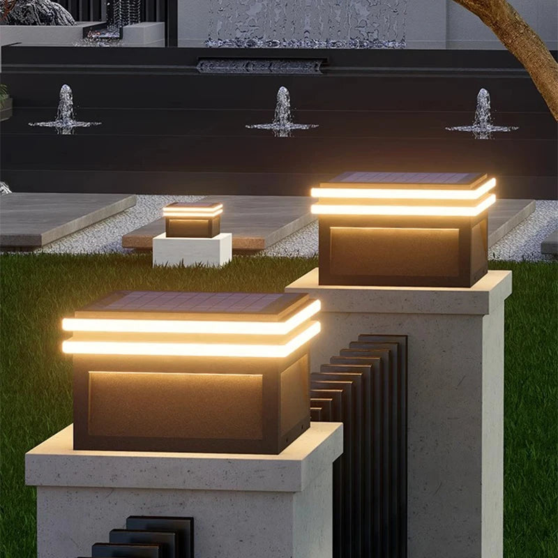 Vierkante zonne-buitenlamp in roestvrijstaal – Arionel