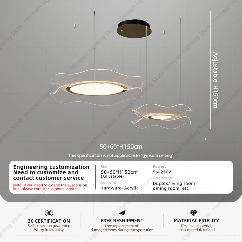 Suspension LED moderne en acrylique pour salon – Célinova