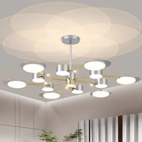 Moderne LED-kroonluchter in goud aluminium voor woonkamer – Alumoria