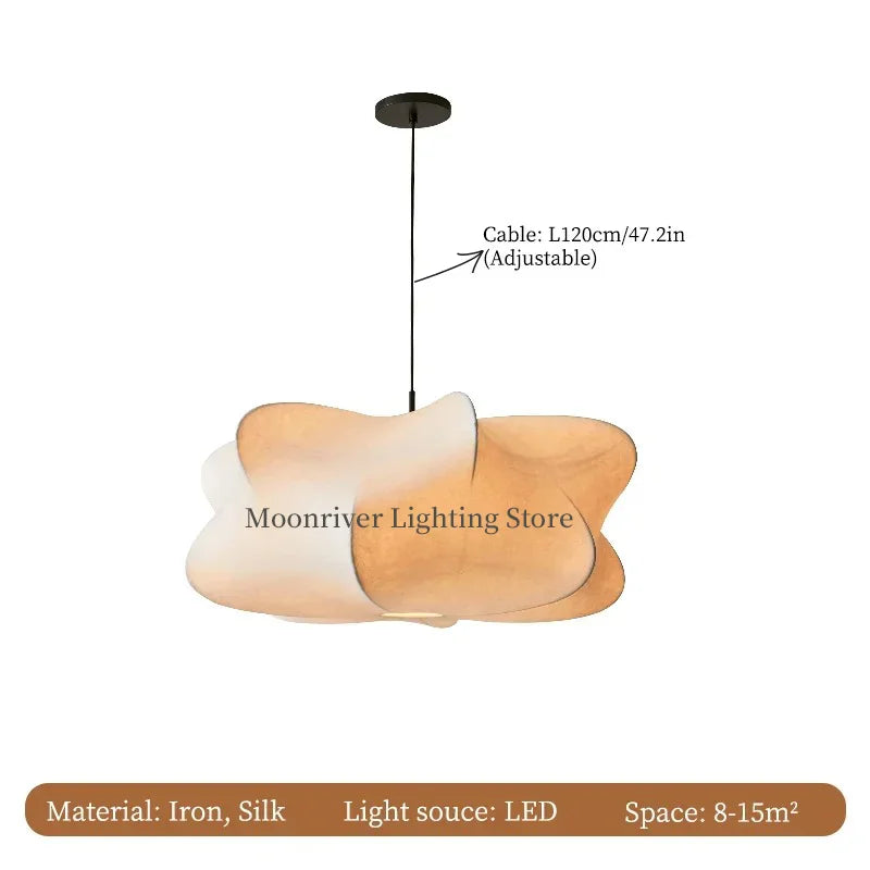 Zijden hanglamp in Japanse stijl voor woonkamer – Zénithra