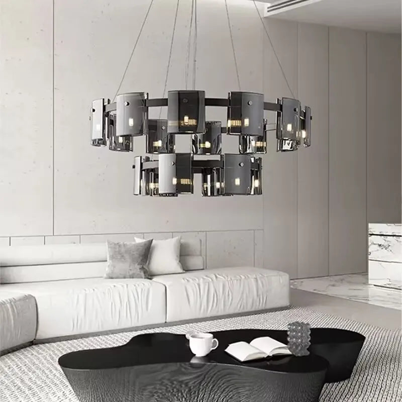 Moderne vierkante glazen hanglamp voor woonkamer – Célestair