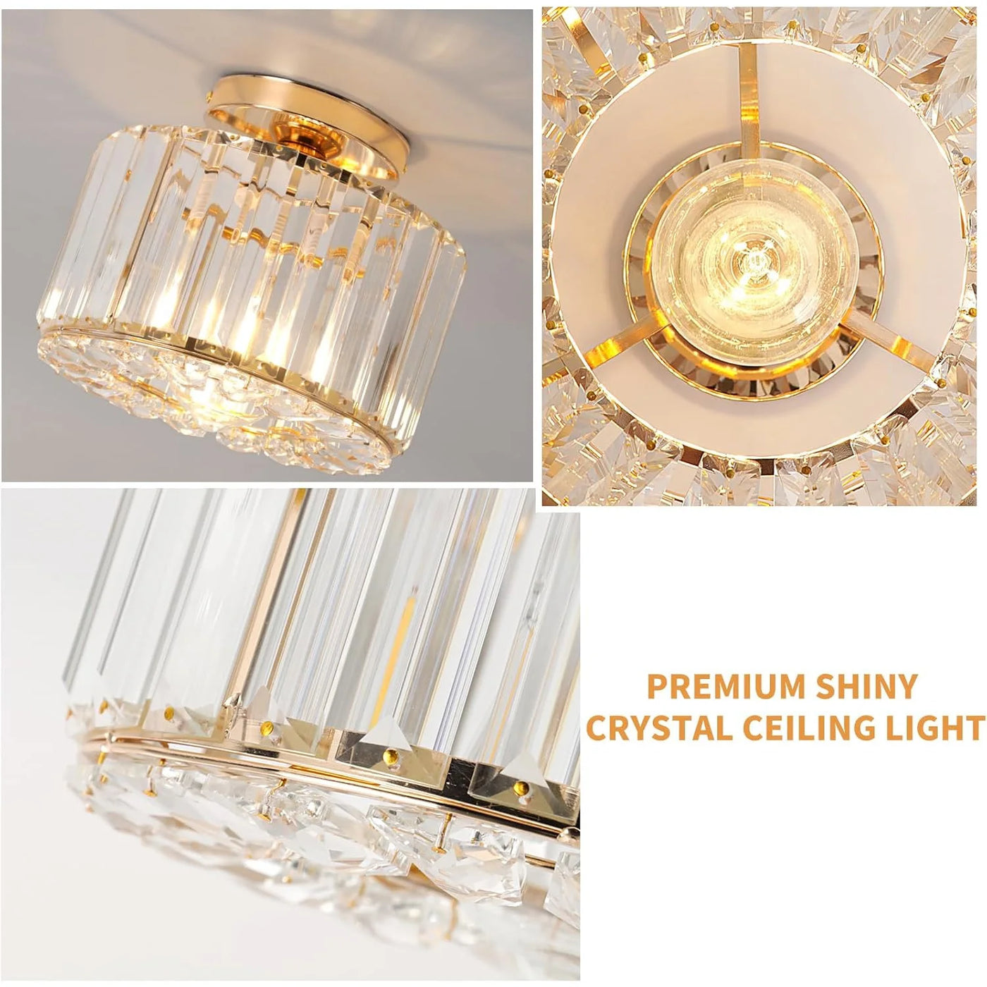 Plafonnier Cristal Doré Contemporain – Seraphine