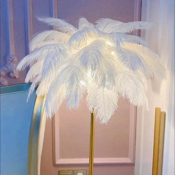 Lampe sur pied en plumes d'autruche style nordique – Armonise