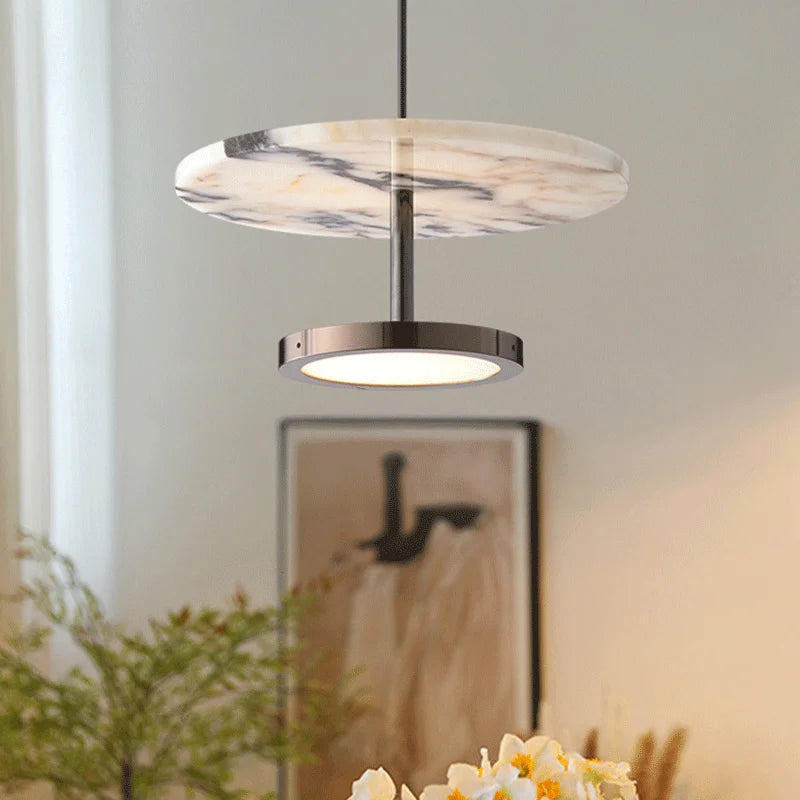 Hanglamp van natuurlijk zwart steen voor slaapkamer – Noctura