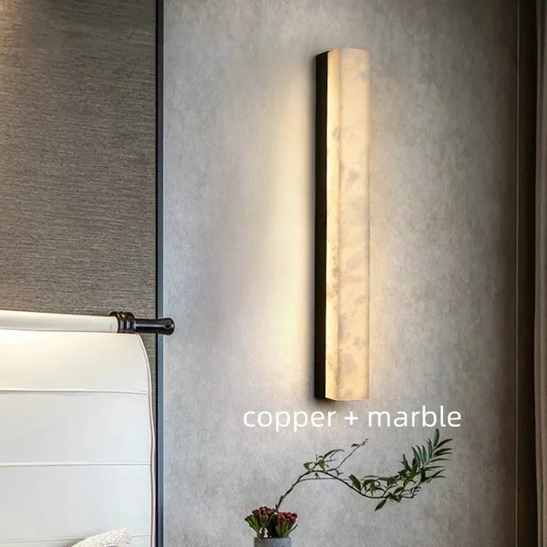 Applique murale en cuivre et marbre pour salon – Candelion