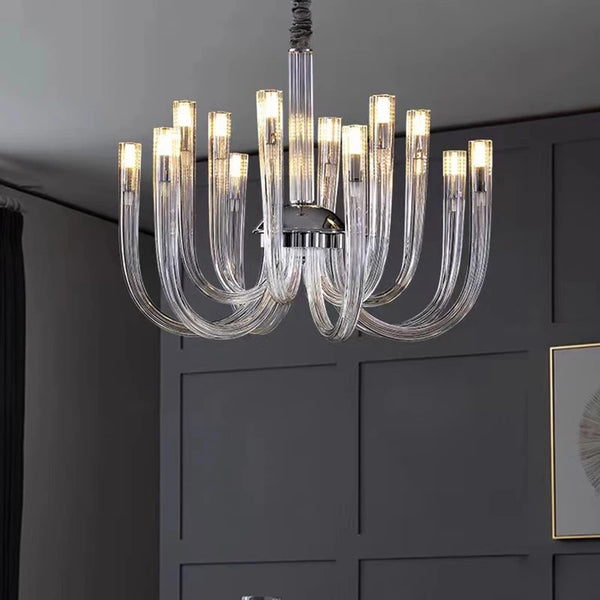 Transparent Glass Chandelier for Living Rooms and Bedrooms – Celestine