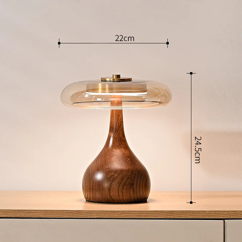 Lampe de Bureau en Bois et Verre Cuivré pour Chambre – Maderique