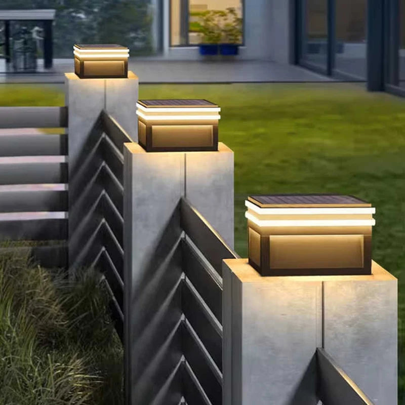 Vierkante zonne-buitenlamp in roestvrijstaal – Arionel