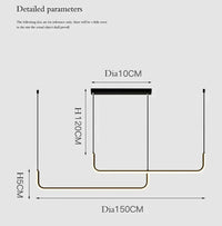 Suspension LED moderne noire et dorée pour salon – Thalion