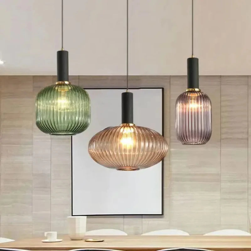 Noordse gerookt glazen hanglamp voor eetkamer – Veranys