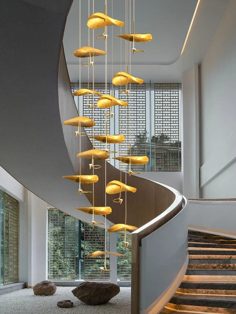 Moderne Koperen Hanglamp voor Duplex – Céloria