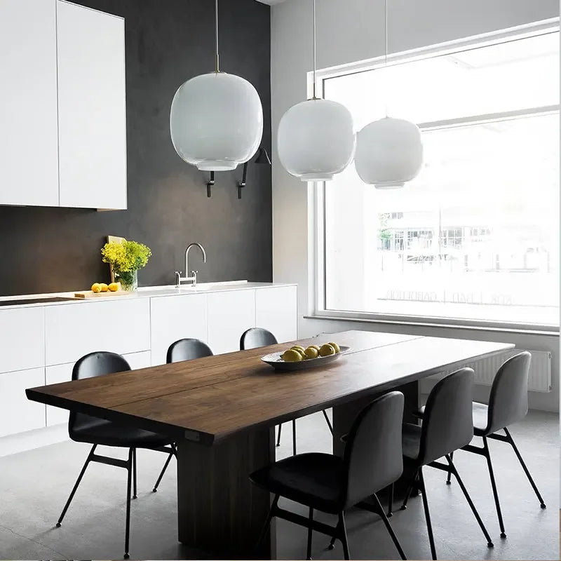 Minimalistische Hanglamp in Wit Glas voor Keuken – Solstize