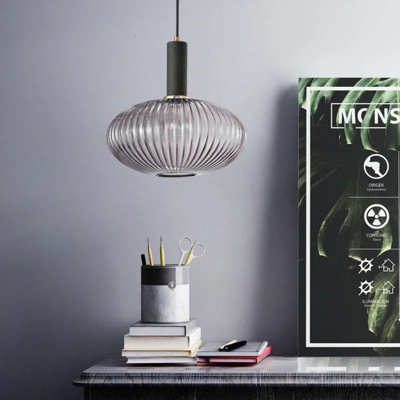 Noordse gerookt glazen hanglamp voor eetkamer – Veranys