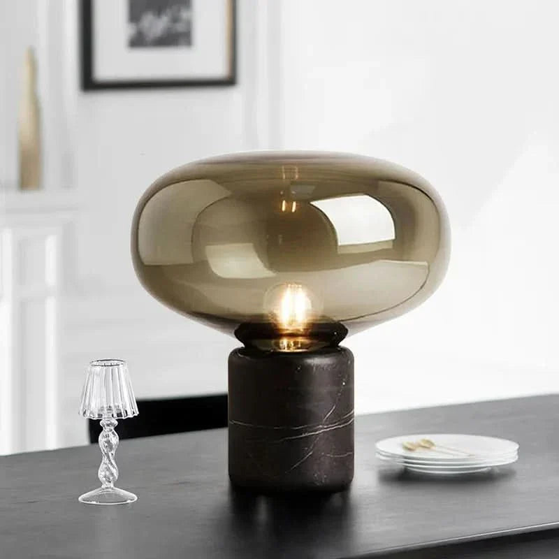 Elegant Table Lamp black marble and blown glass Luxor - view 5