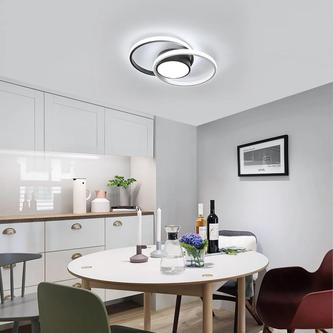 Plafonnier LED moderne en aluminium blanc 6500K pour chambre – Caelux