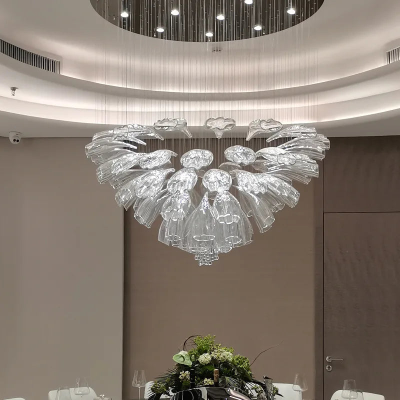 Lustre Cristal Moderne et Acier pour Salon – Mirellia