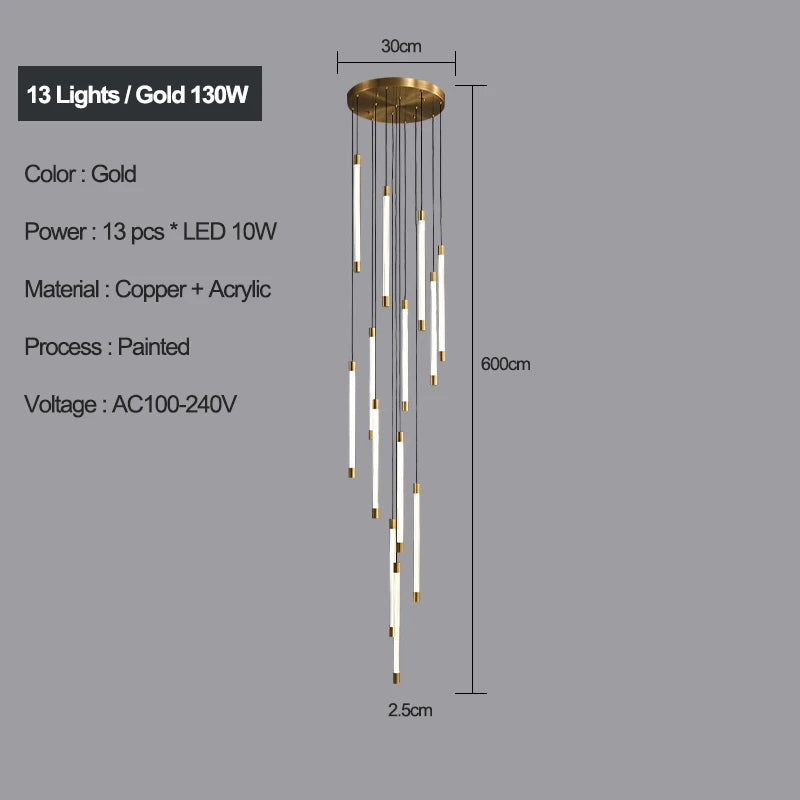 Lustre Escalier en Cuivre pour Villas et Hôtels – Célestine